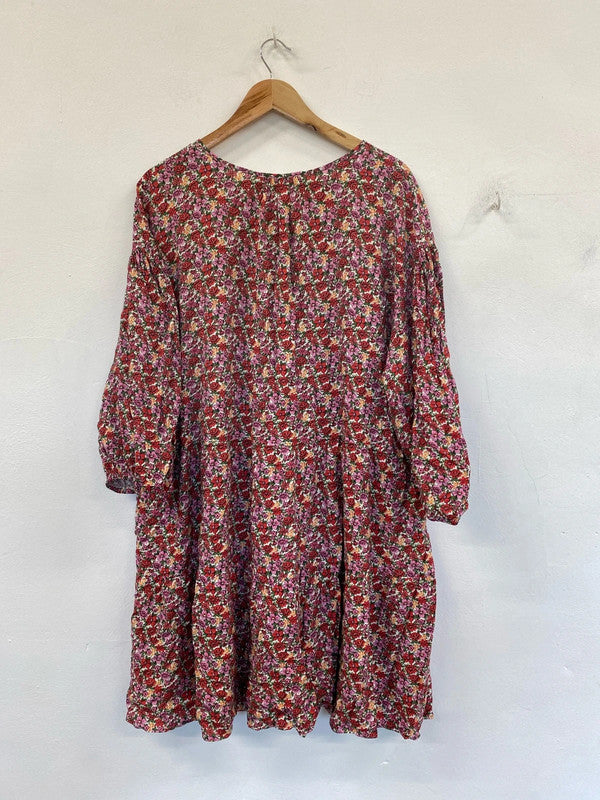 Primark Gorgeous Ditsy Pink Floral Smock Dress UK 20 IM001
