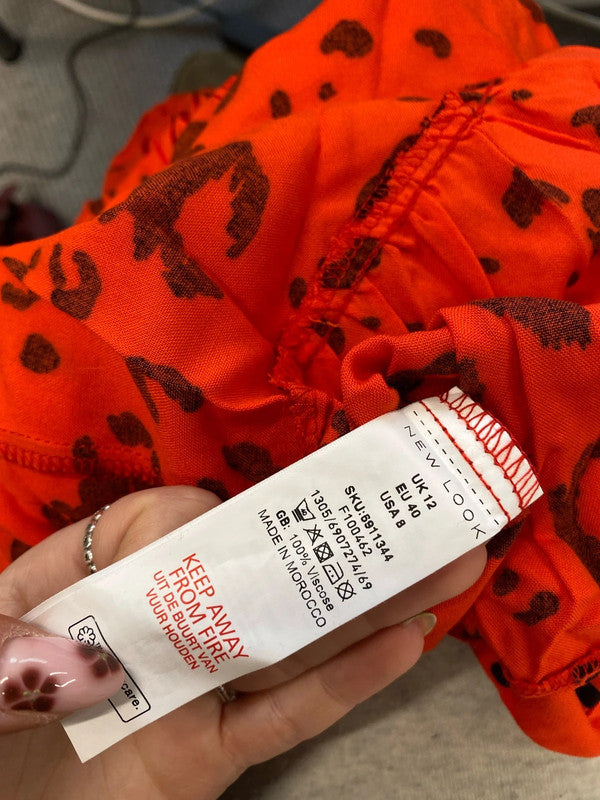 Lovely new look red leopard blouse nwt UK 12 NN001