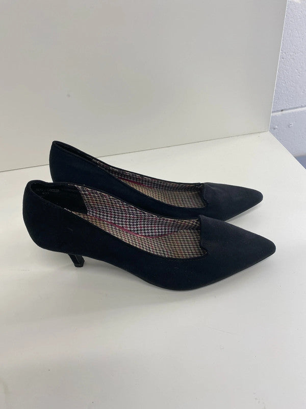 Cute Velvet Faux suede kitten heel black formal shoes Uk4 Next GW001