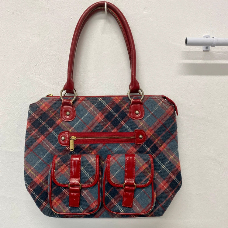 Ness Stylish Blue & Red Tartan Tweed Tote Bag NC001
