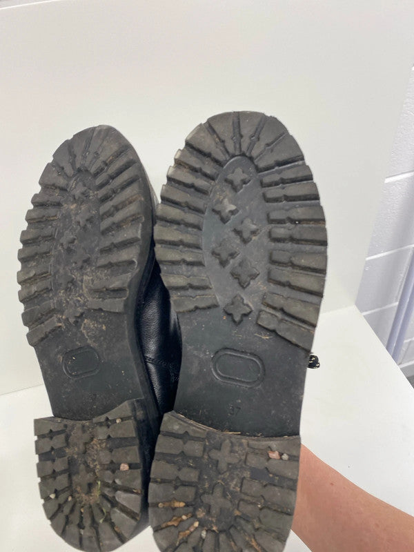 Fabulous Black leather Joules stomper boots Uk4 YTH01