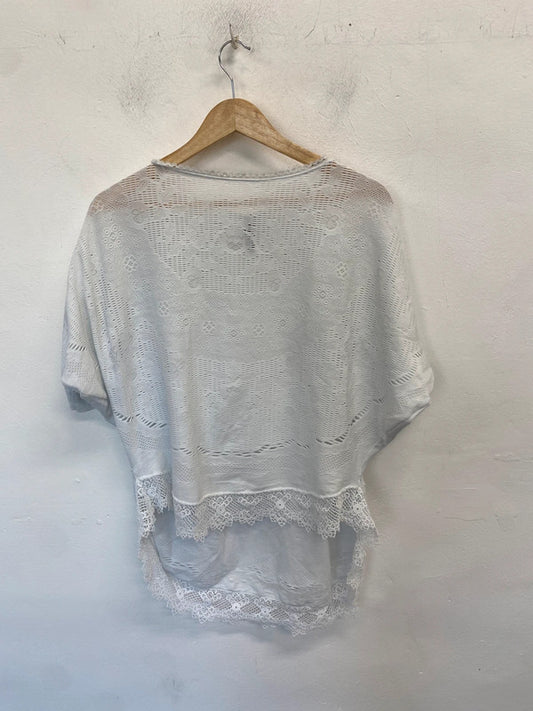 Lovely high tech white lace hem beach cover UK L HS001