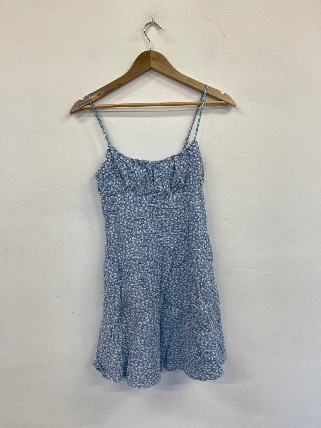 Fabulous Princess Polly Elvia Dress Y2K ditsy UK8 Blue & white SA514