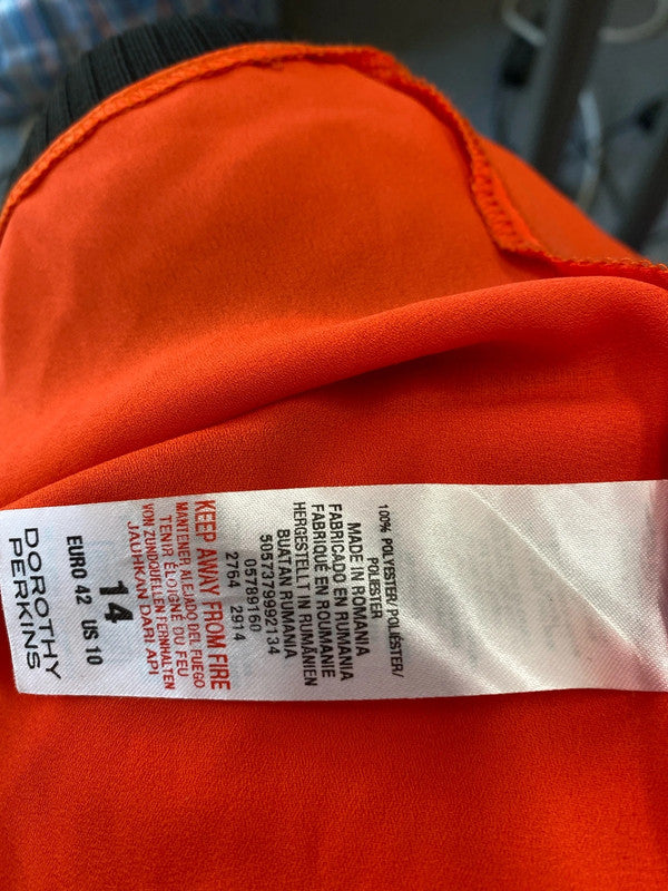 Fabulous Dorothy Perking cold shoulder orange loose top Uk14 LW005