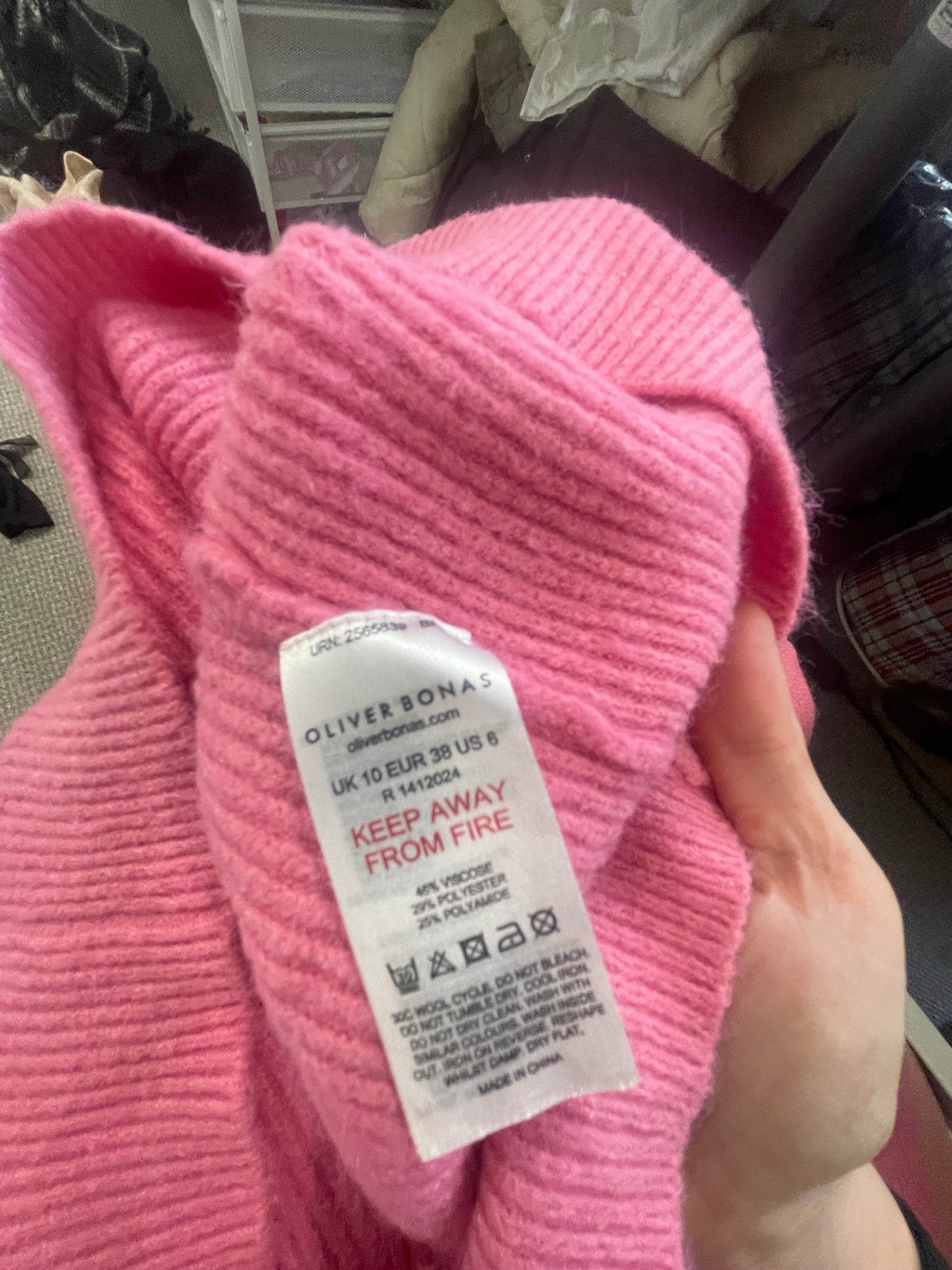 Fabulous Oliver Bonas ribbed Sweater Uk10 Pink cosy KC528
