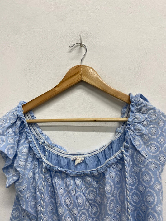 Falmer heritage blue pattern Ditsy top UK 14 JW002