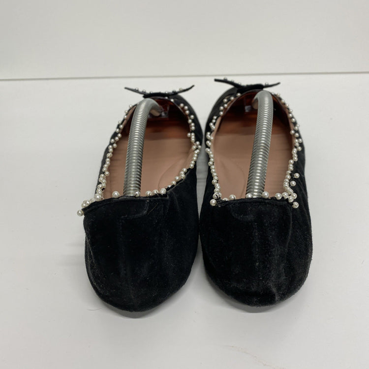Marc Jacobs Leather Velvet Pearl Embellished Soft Ballet Pumps Uk8 EUR 41 CN001