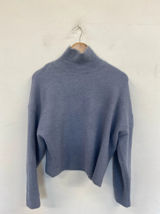 Zara Cozy Dusty Blue High Neck Jumper Size M JP001