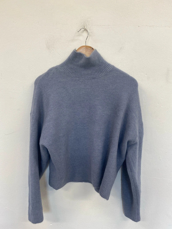Zara Cozy Dusty Blue High Neck Jumper Size M JP001