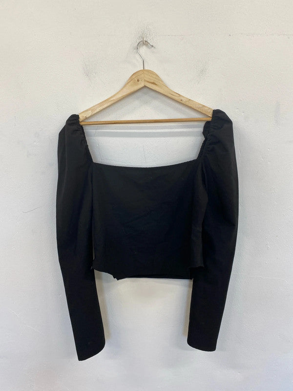 Pretty Lavish Stylish Black Square Neck Top UK 10 CJ001
