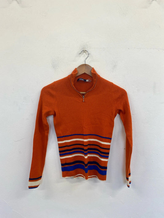 J.Won Fabulous Orange & Blue Ribbed Pullover UK 12 SW001