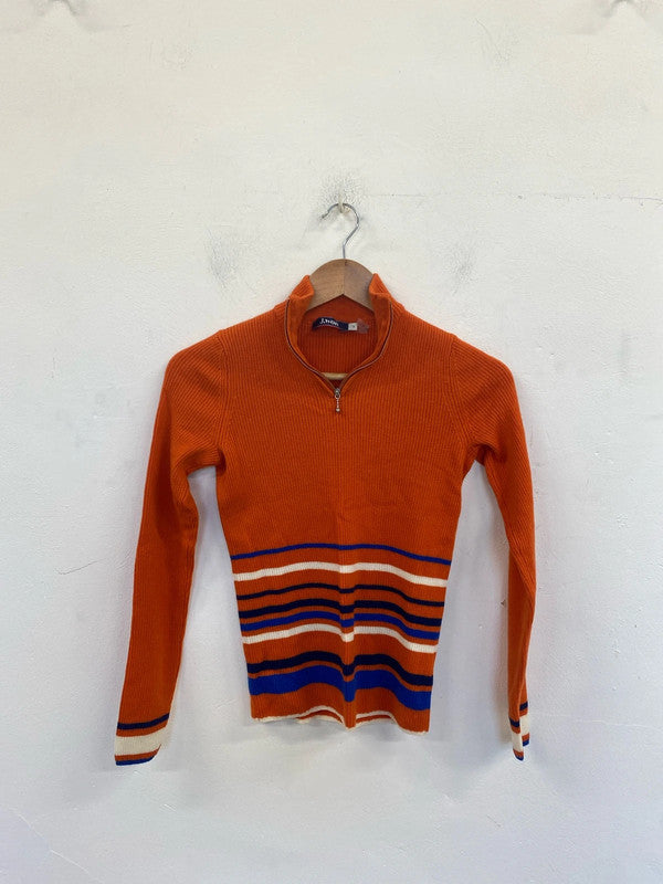 J.Won Fabulous Orange & Blue Ribbed Pullover UK 12 SW001