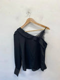 Lovely river island black sexy lace strap one shoulder top UK 10 LN001