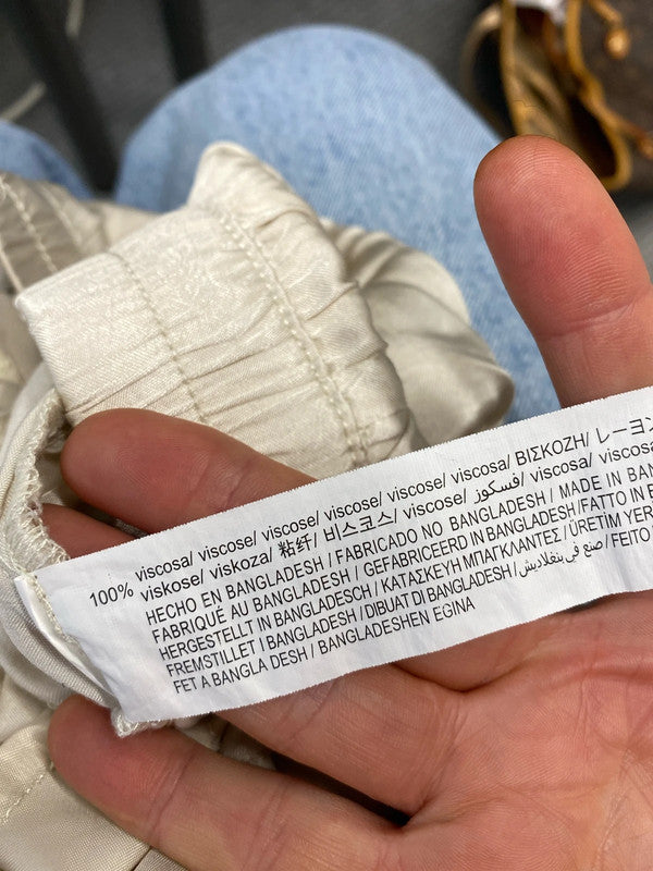 Fabulous Bershka champagne loose fit elastic waist trousers Uk L KS002