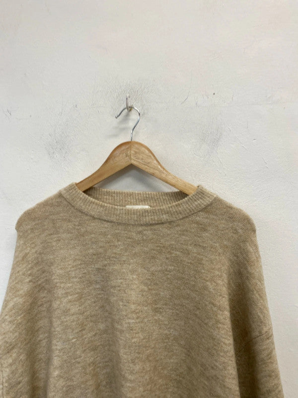 Gorgeous beige white colour block knit jumper UK L KM003