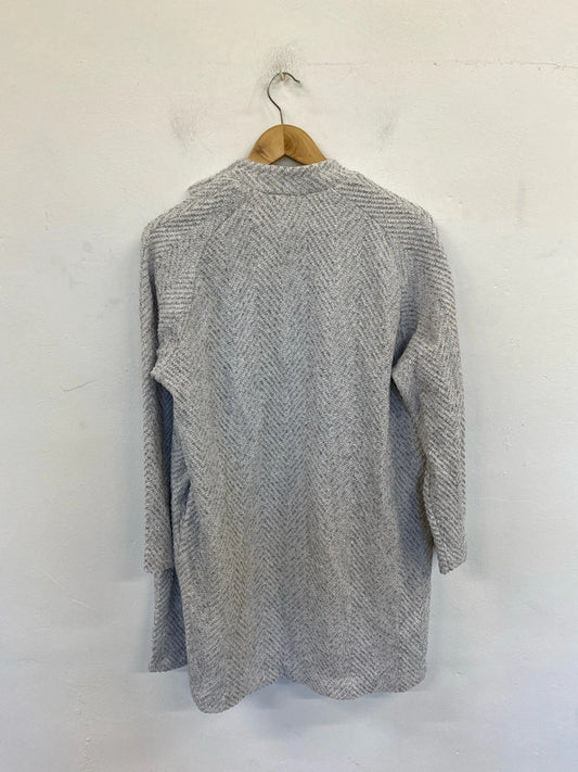 Next Chic Grey Herringbone Longline Cardigan UK 12 LN001