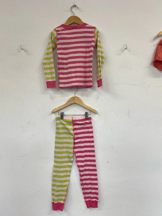 Hanna Andersson Cute Pink & Green Stripe Cord 5 Years EL001