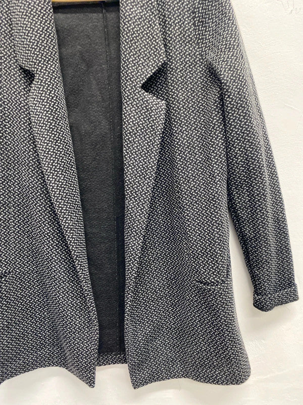 Fabulous river island grey black pattern longline blazer UK S KM004