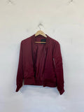 Zara Chic Burgundy Bomber Jacket Size M CJ001