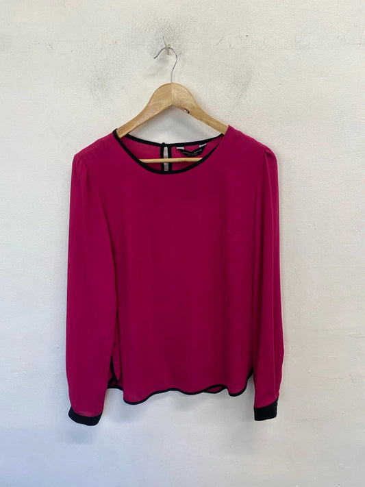 Lovely Dorothy Perkins pink black hem lightweight blouse UK 14 AO001
