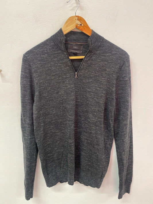 Classic charcoal 1/4 zip M&S jumper men’s Small CN001