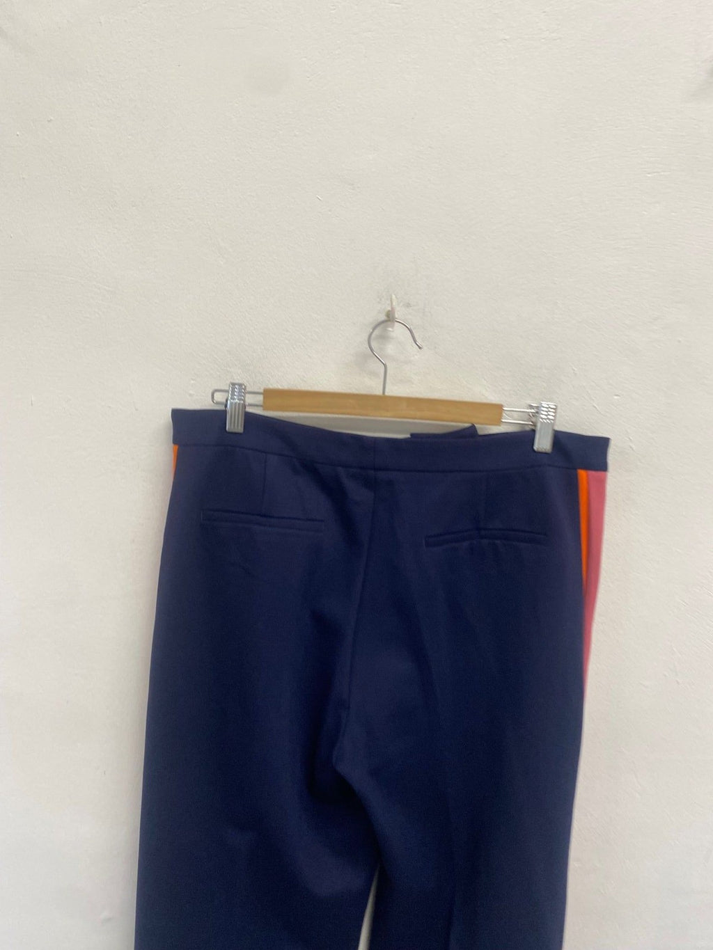 Stunning Wyse London Cropped trousers UK 16 Navy side stripe FM547