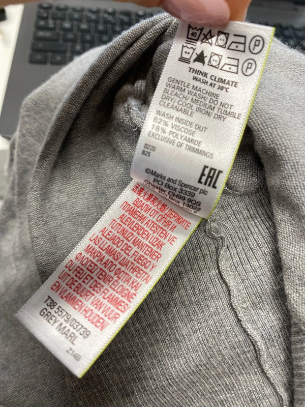 Stunning M&S grey longline cardigan cosy UK M HA001