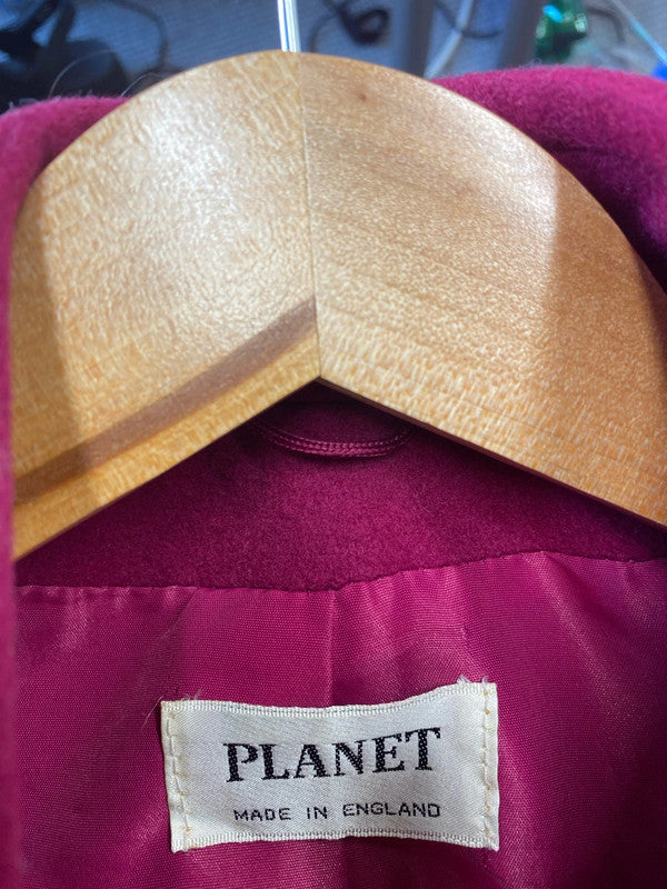Fabulous Vintage Cerise pink wool blend vintage style coat Uk14 Planet MW001