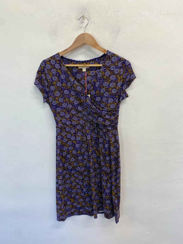 Lovely white stuff purple floral midi dress nwt UK 10 WLH01