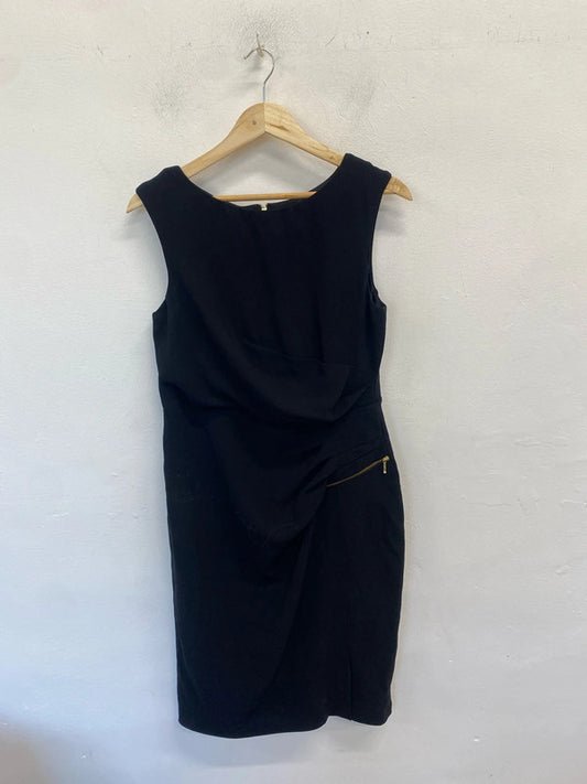 Lovely coast ruched zip black midi dress sleeveless UK 14 MW001