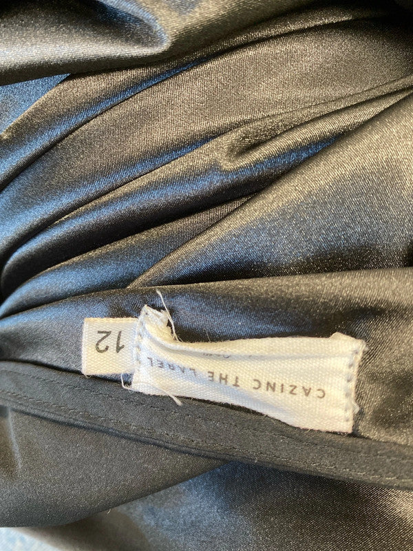 Fabulous loose fit one sided Cazinc the label black Midaxi dress Uk12 SS002