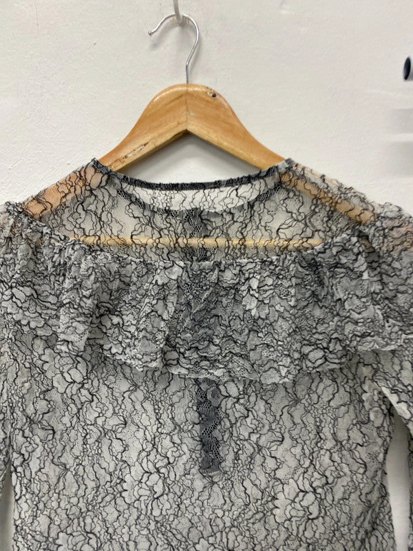 Fabulous Zara sheer lace party top UkM drill detail JB001