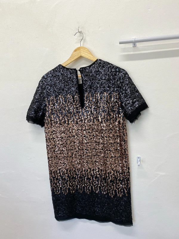 Fab Next classic sequin party dress rose gold & black Uk12 MB001