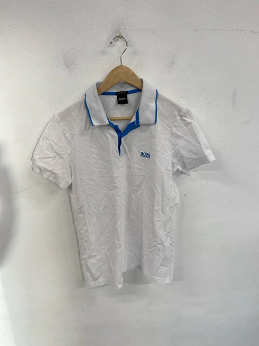 Classic Hugo Boss white blue trim polo S SD001