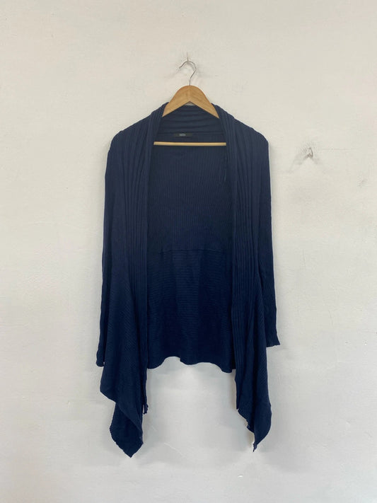 M&S Fabulous Navy Ribbed Cardigan UK 12 LW005
