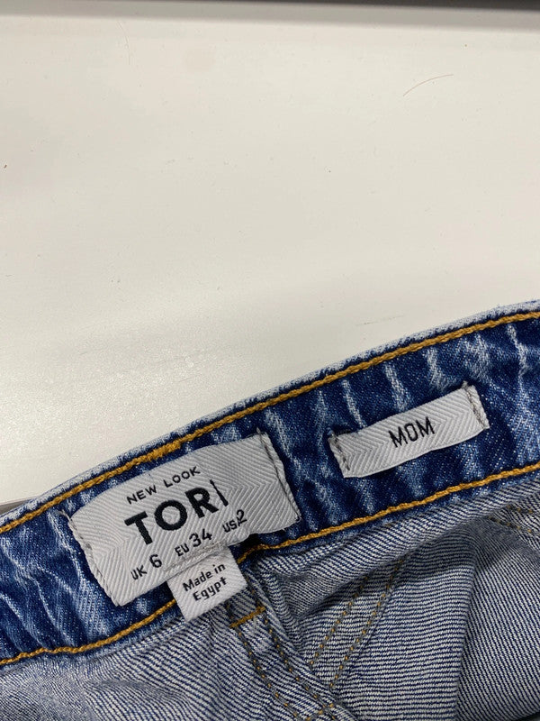 Lovely new look tori mom jeans blue UK 6 JS004