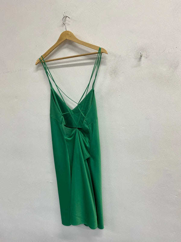 Stunning Green topshop cross backless midi dress UK 18 LG008
