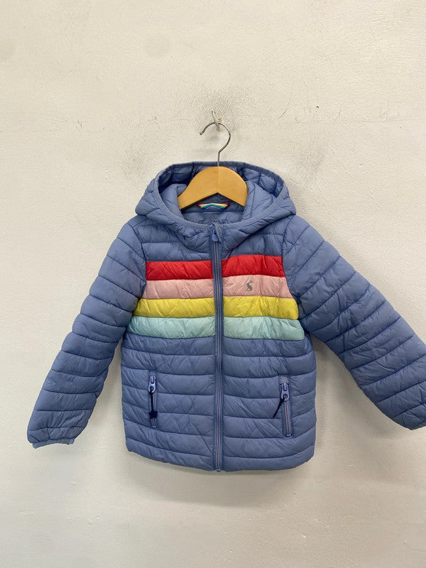 Lovely joules children’s puffer lilac rainbow coat age 5 KN003