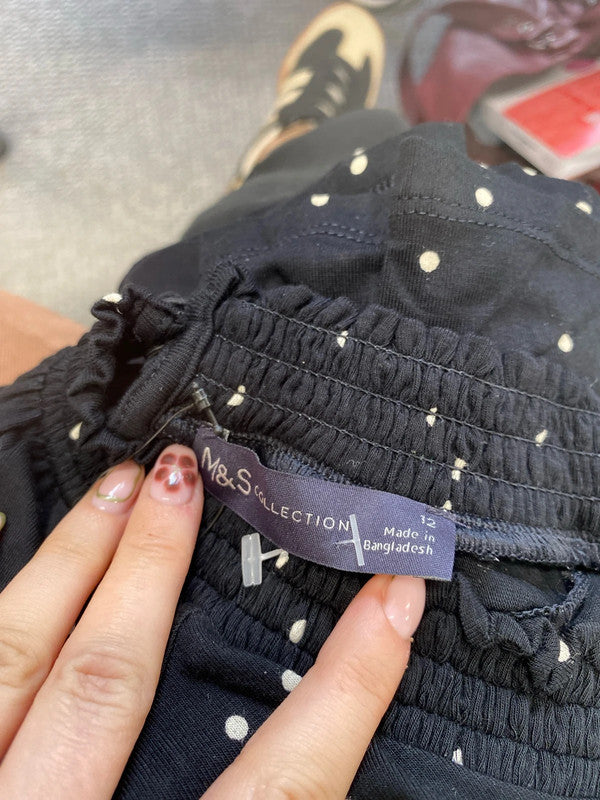 Lovely M&S black white spotted midi dress UK 12 SG090