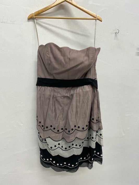 Fabulous Coast tiered mini Ballgown Uk16 soft mauve FR001