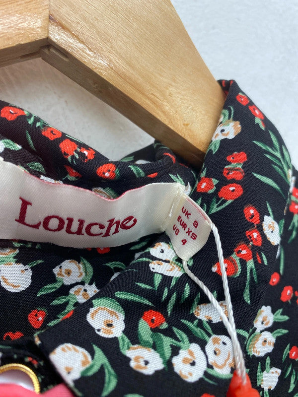 Louche Gorgeous Black Byron Jolly Ditsy Floral Shirt UK 8 CD001