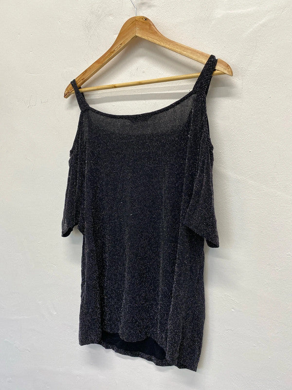 Fabulous simply be sparkly black cold shoulder top Uk20 RM002