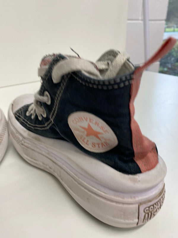 Fabulous platform converse hi tops uk13 kids black pink ZM001