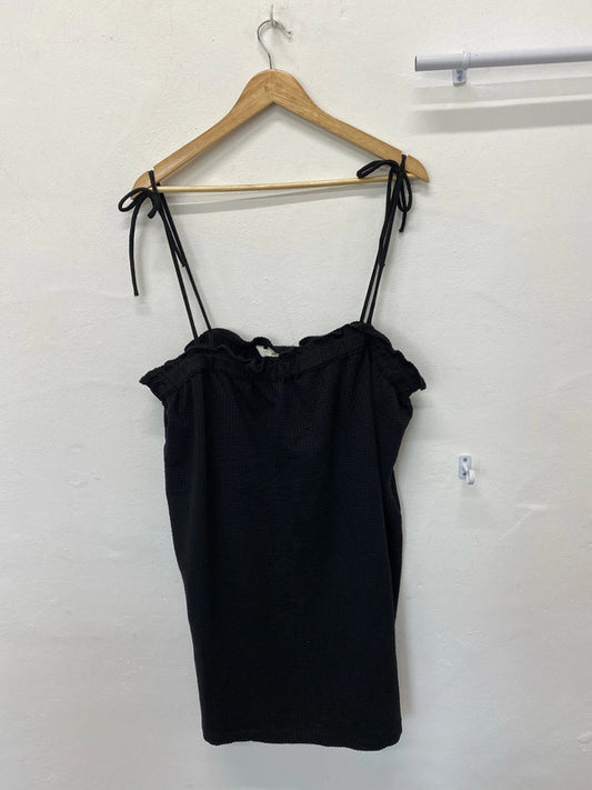 Fabulous black seersucker loose fit mini dress UkL KM003