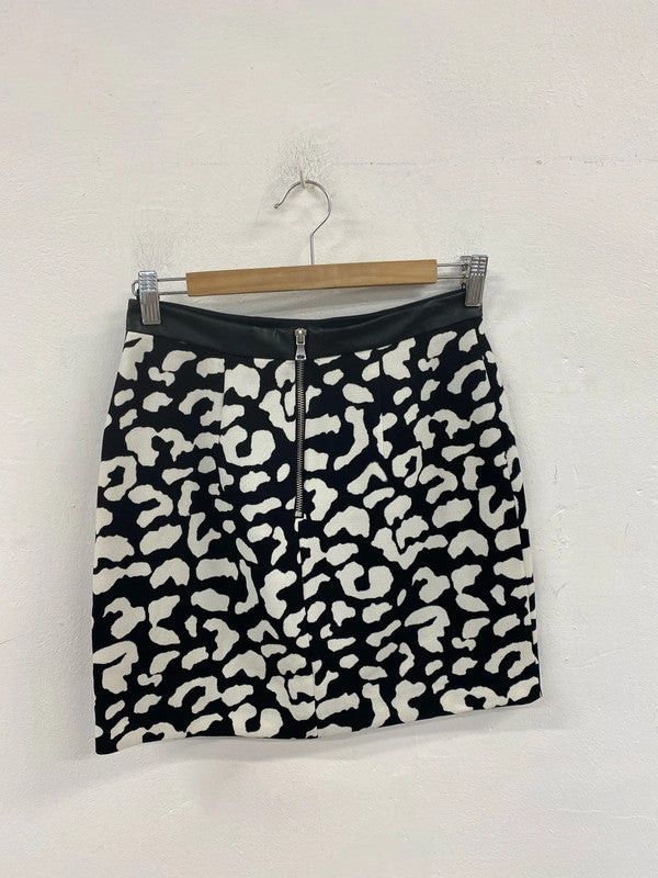 River Island Fabulous Black & White Animal Print Cow Mini Skirt UK 8 AG006