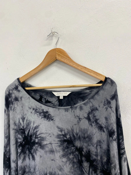Lovely apricot black grey tie dye tunic UK 14 LG004