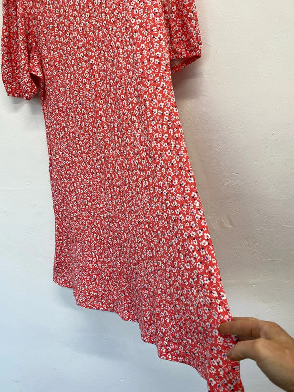Fabulous Coral pink Reds jersey orients vibes dress M&S Uk16 GW001