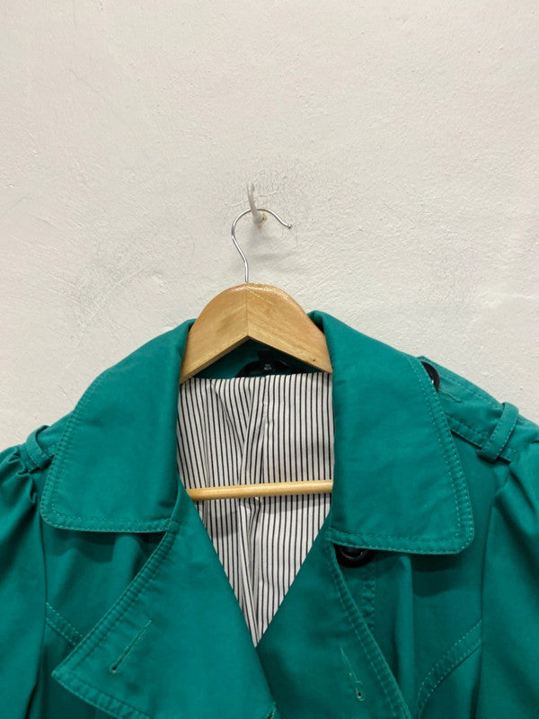 Fabulous M&S emerald Green mini short cotton mac Uk10 JA002