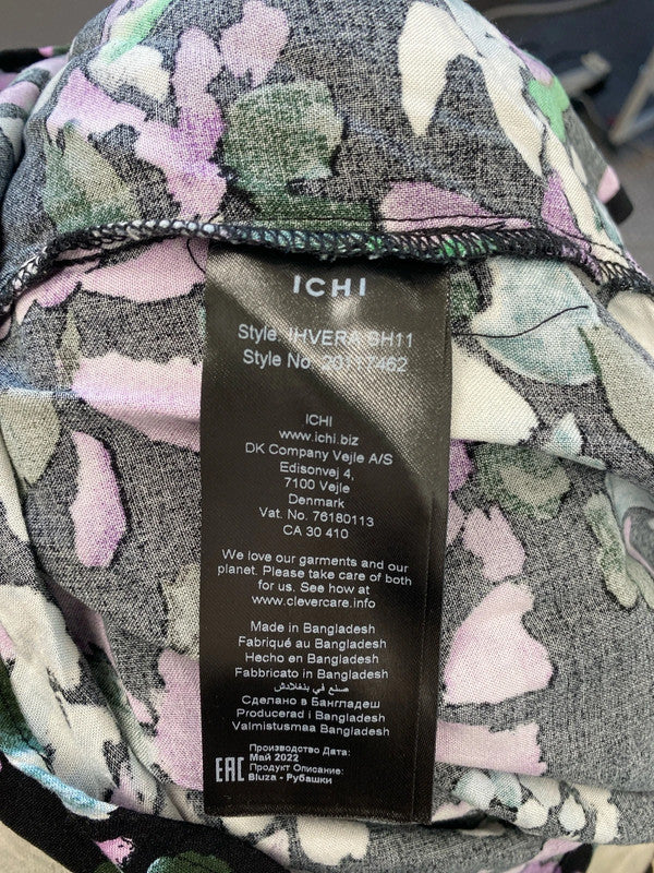 Lovely ichi black purple floral shirt UK 6 CD001