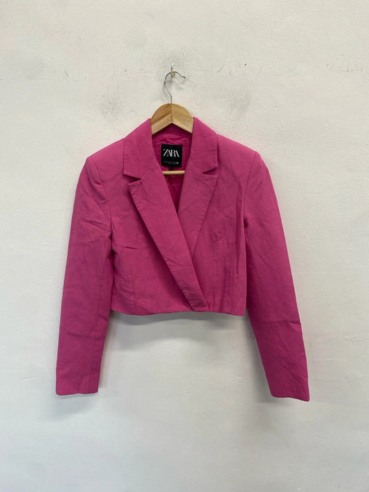 Stunning Zara cropped pink blazer UK XS SD002
